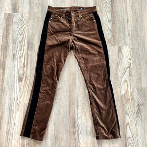 Adriano Goldschmied Mari Tuxedo Stripe Pant High Rise Straight 29x26 Brown Ankle
